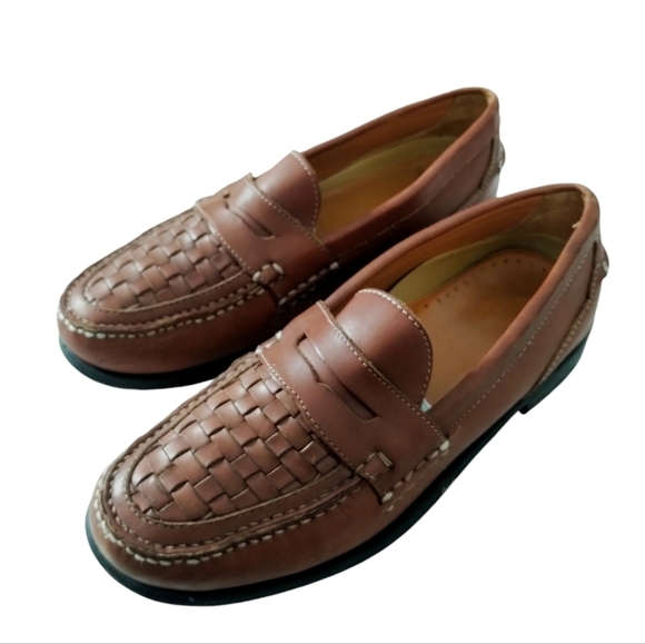 French Shriner Other - French Shriner Brown Leather Basket Weave Loafers Mens 10½ Business Casual Dress